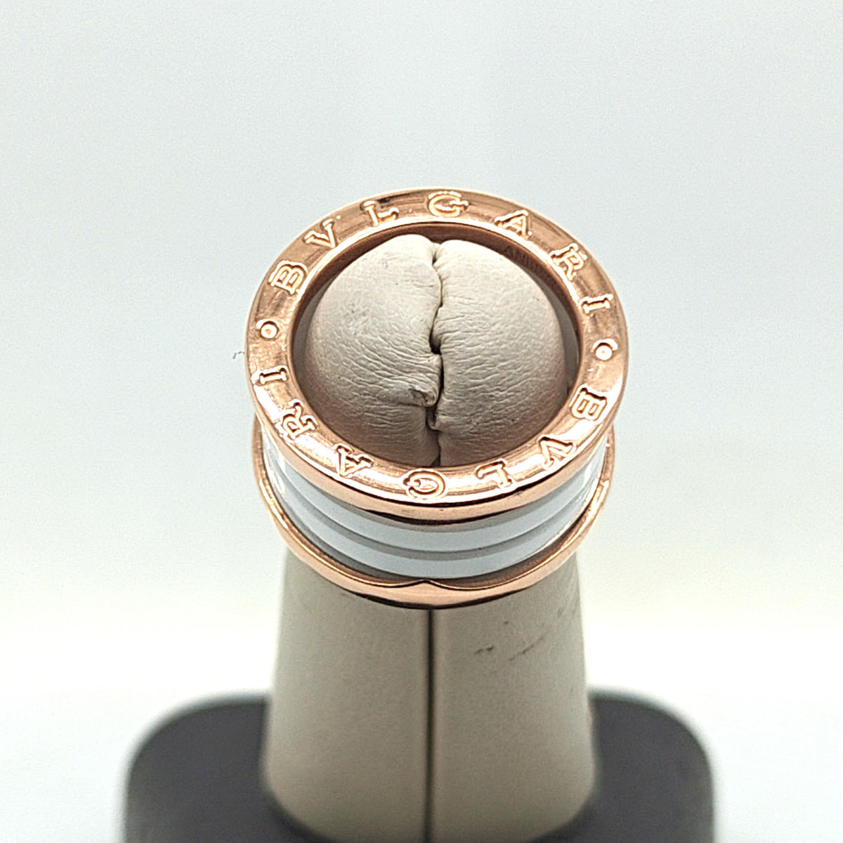 BULGARI B.ZERO1 ROSE GOLD WHITE CERAMIC SPIRAL FOUR BAND RING
