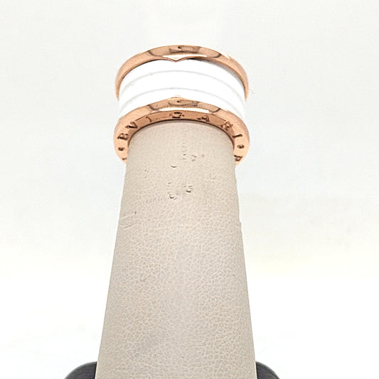 BULGARI B.ZERO1 ROSE GOLD WHITE CERAMIC SPIRAL FOUR BAND RING