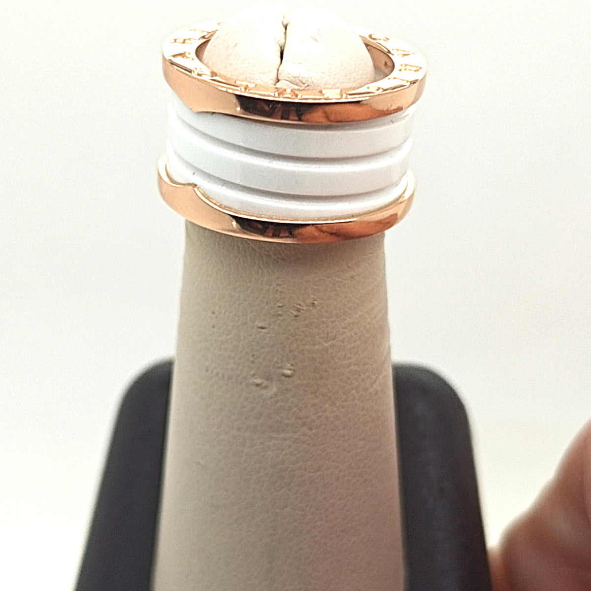 BULGARI B.ZERO1 ROSE GOLD WHITE CERAMIC SPIRAL FOUR BAND RING