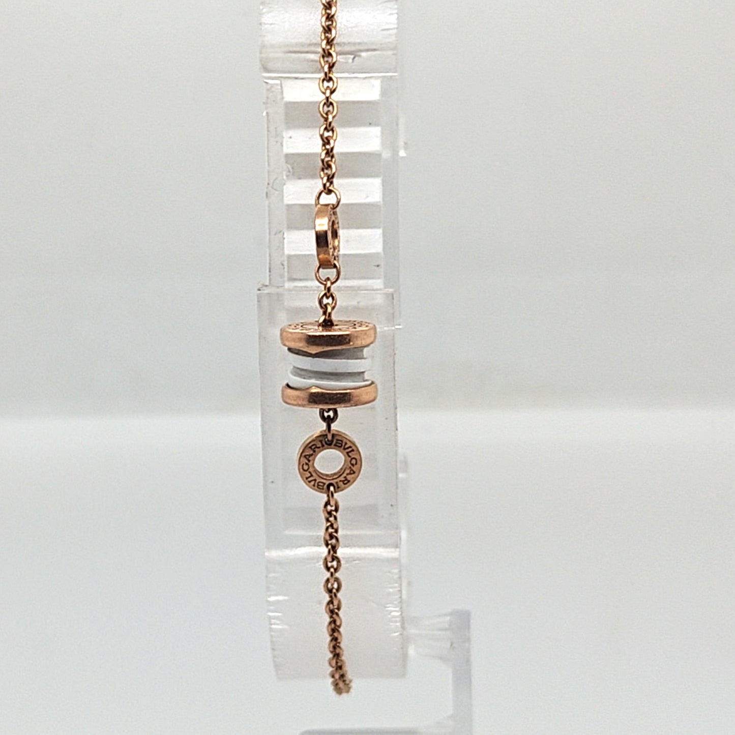 BULGARI B.ZERO1 ROSE GOLD WHITE CERAMIC SOFT BRACELET