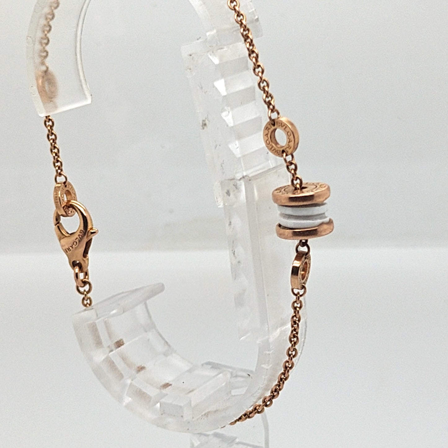 BULGARI B.ZERO1 ROSE GOLD WHITE CERAMIC SOFT BRACELET