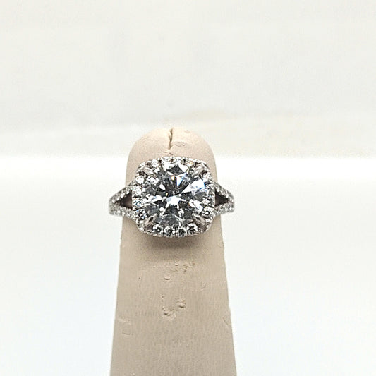 DIAMOND ENGAGEMENT RING 3.01CT ROUND WHITE GOLD