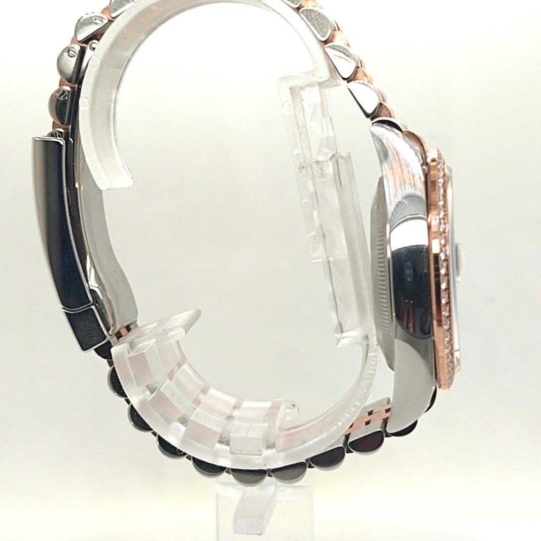 ROLEX DATEJUST ROSE GOLD AND STEEL SLATE DIAMOND DIAL DIAMOND BEZEL 36MM