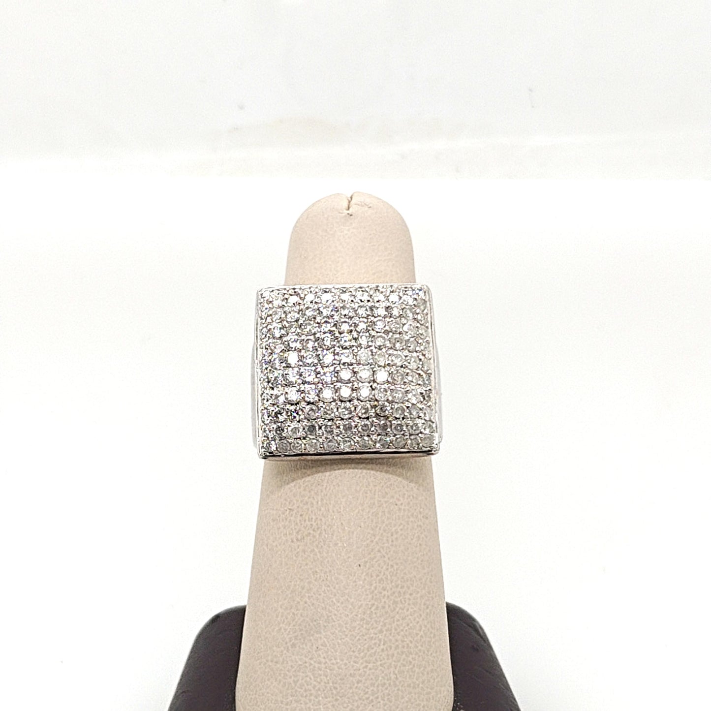 DIAMOND SQUARE RING 2.72CTW WHITE GOLD
