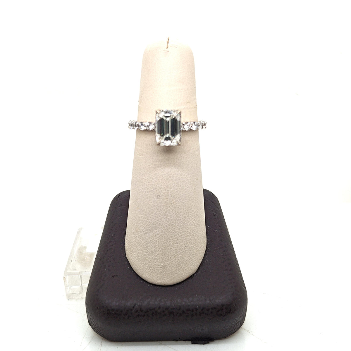 DIAMOND ETERNITY SOLITAIRE RING 2.01CT EMERALD CUT G.I.A WHITE GOLD