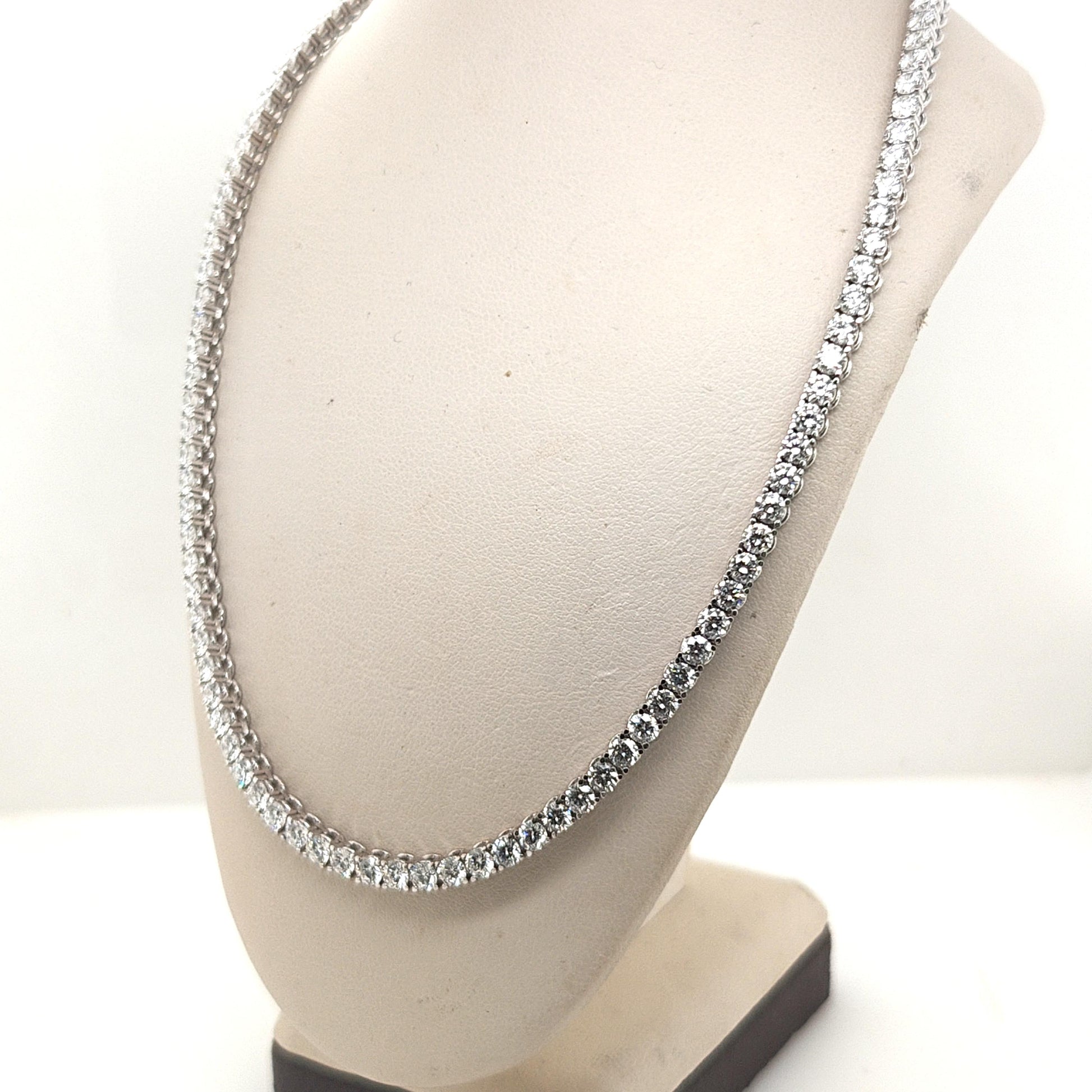 LAB DIAMOND TENNIS NECKLACE 12CTW WHITE GOLD