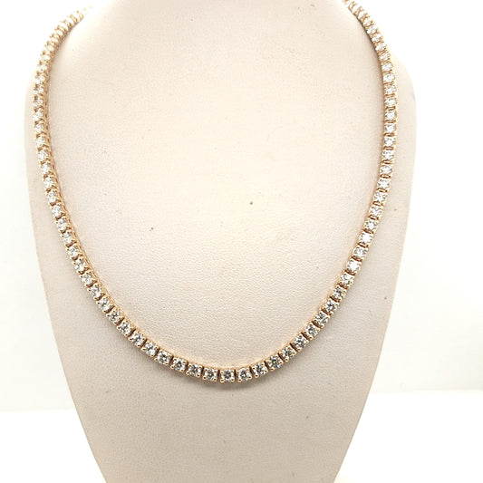DIAMOND TENNIS NECKLACE 9.25CTW YELLOW GOLD