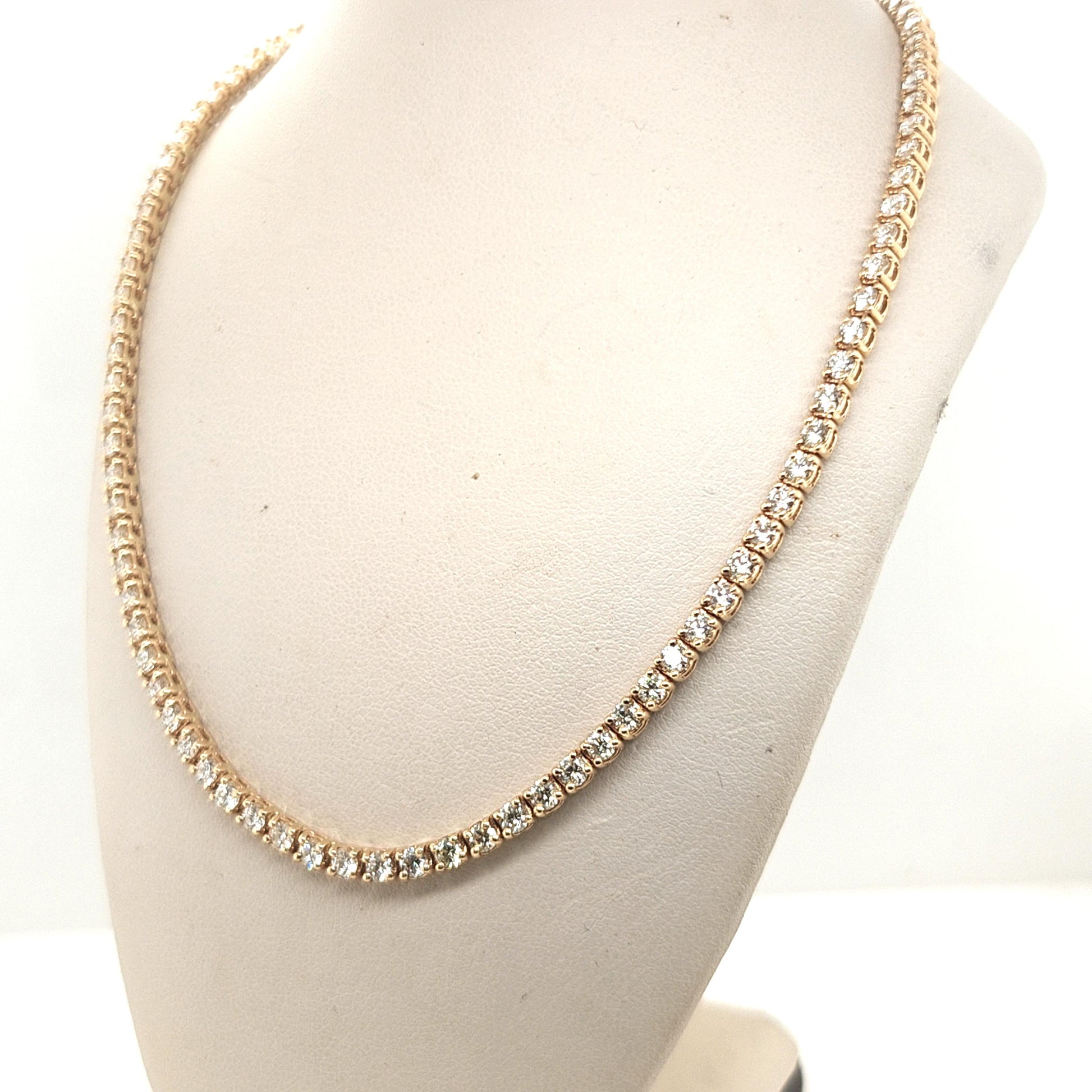 DIAMOND TENNIS NECKLACE 9.25CTW YELLOW GOLD