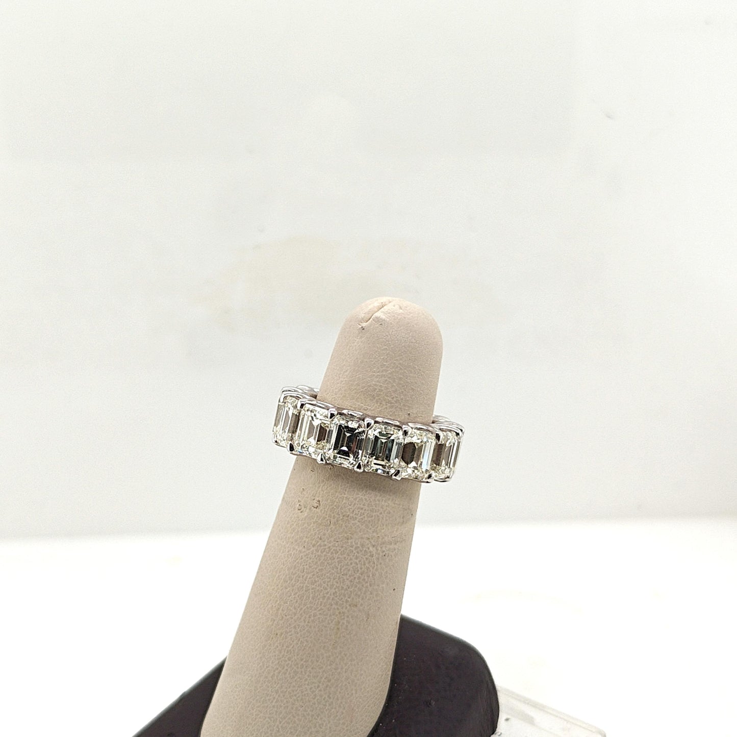DIAMOND ETERNITY BAND RING EMERALD CUT 15.07CTW HANDMADE PLATINUM