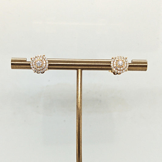 SMALL DIAMOND CLUSTER EARRINGS 0.65CTW YELLOW GOLD
