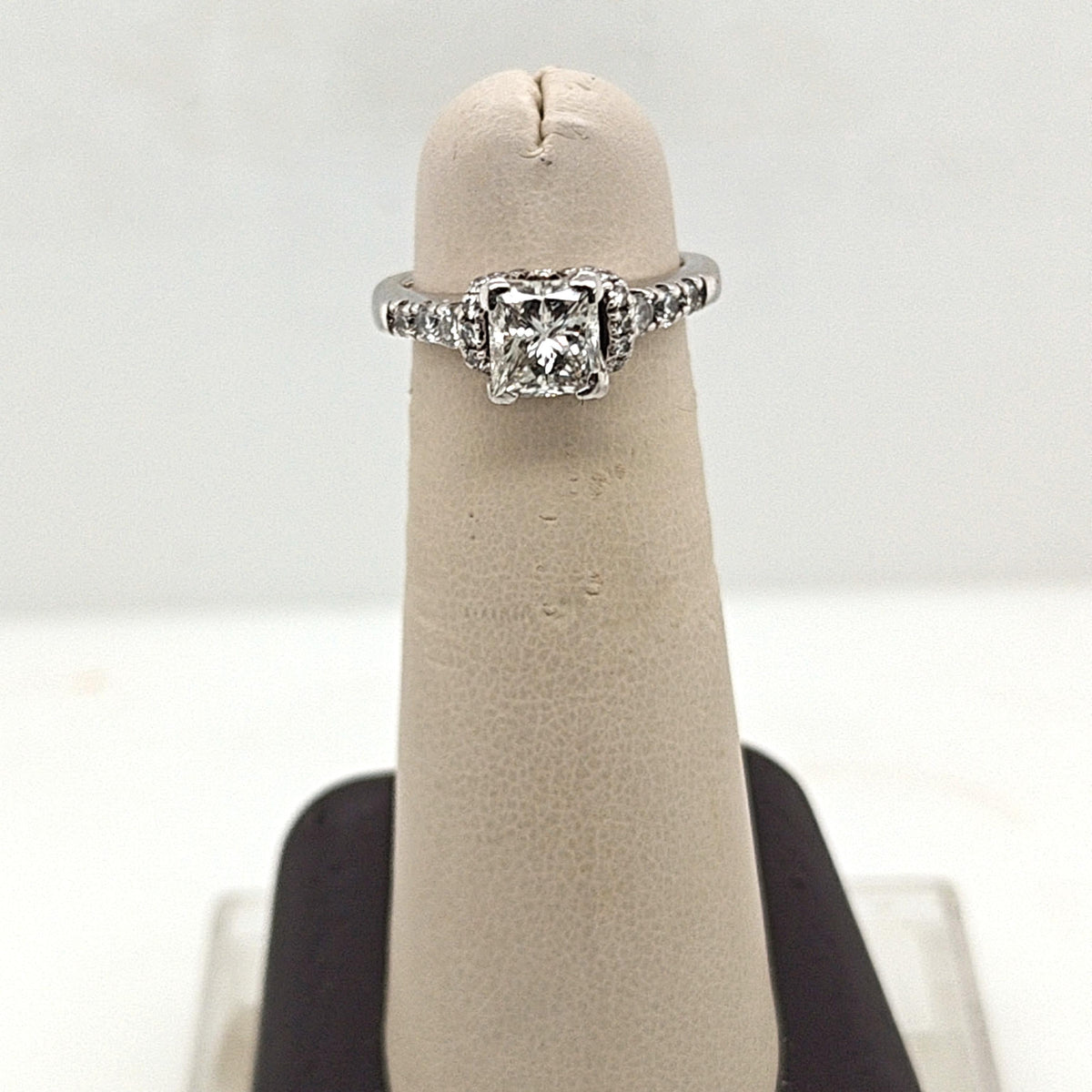 DIAMOND ENGAGEMENT RING 1.10CT PRINCESS WHITE GOLD AND PLATINUM