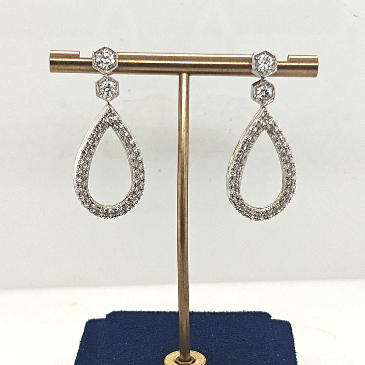 DIAMOND DANGLE TEARDROP EARRINGS 2.5CTW WHITE GOLD