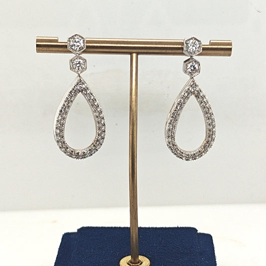 DIAMOND DANGLE TEARDROP EARRINGS 2.5CTW WHITE GOLD