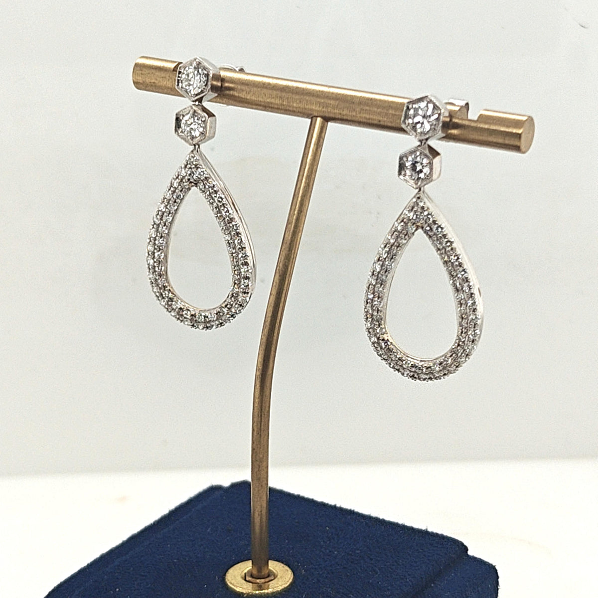 DIAMOND DANGLE TEARDROP EARRINGS 2.5CTW WHITE GOLD