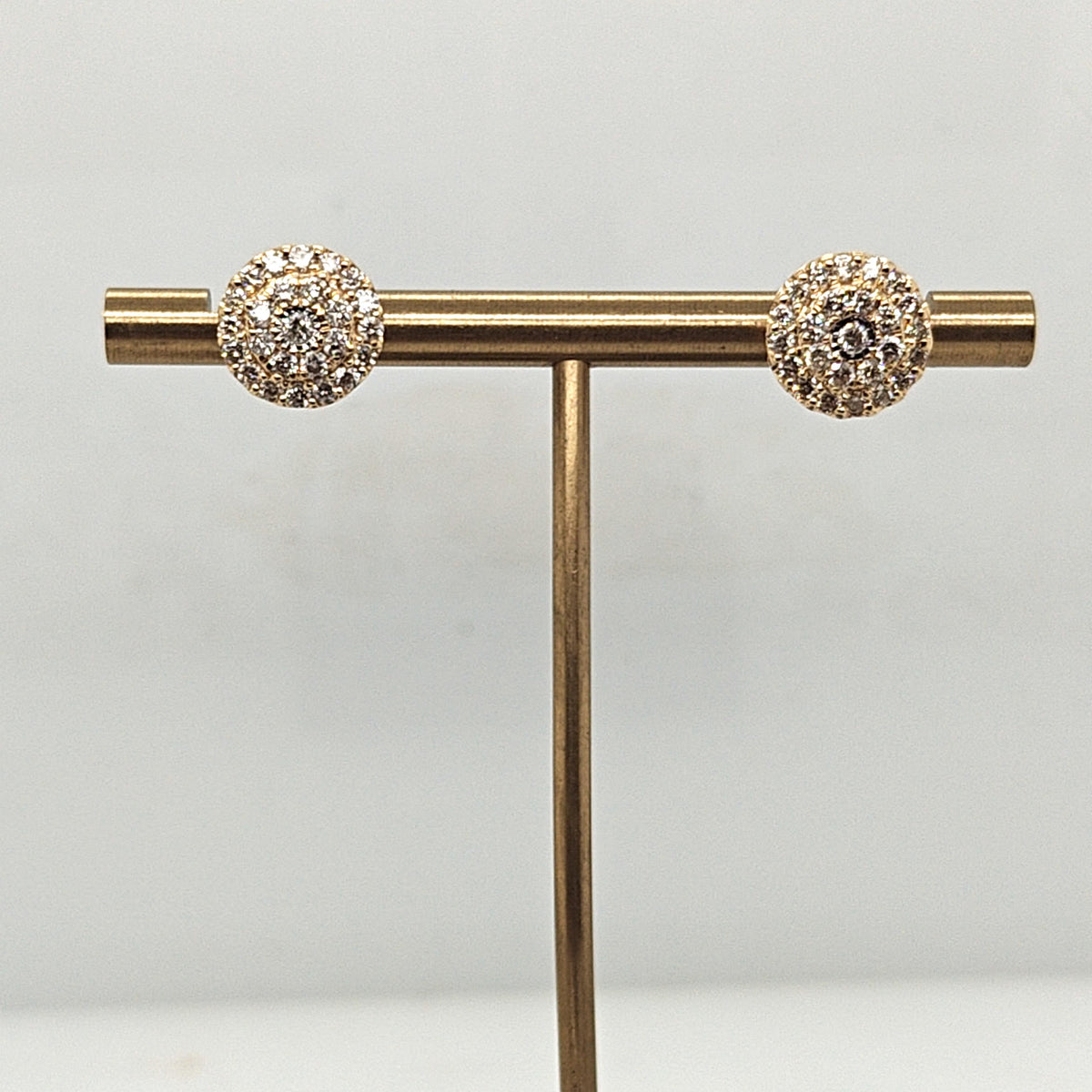 DIAMOND CLUSTER EARRINGS 1.55CTW YELLOW GOLD