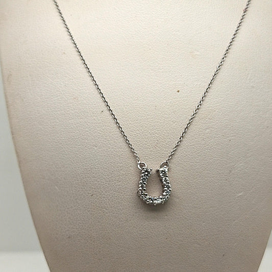 ROBERTO COIN DIAMOND HORSESHOE PENDANT NECKLACE WHITE GOLD