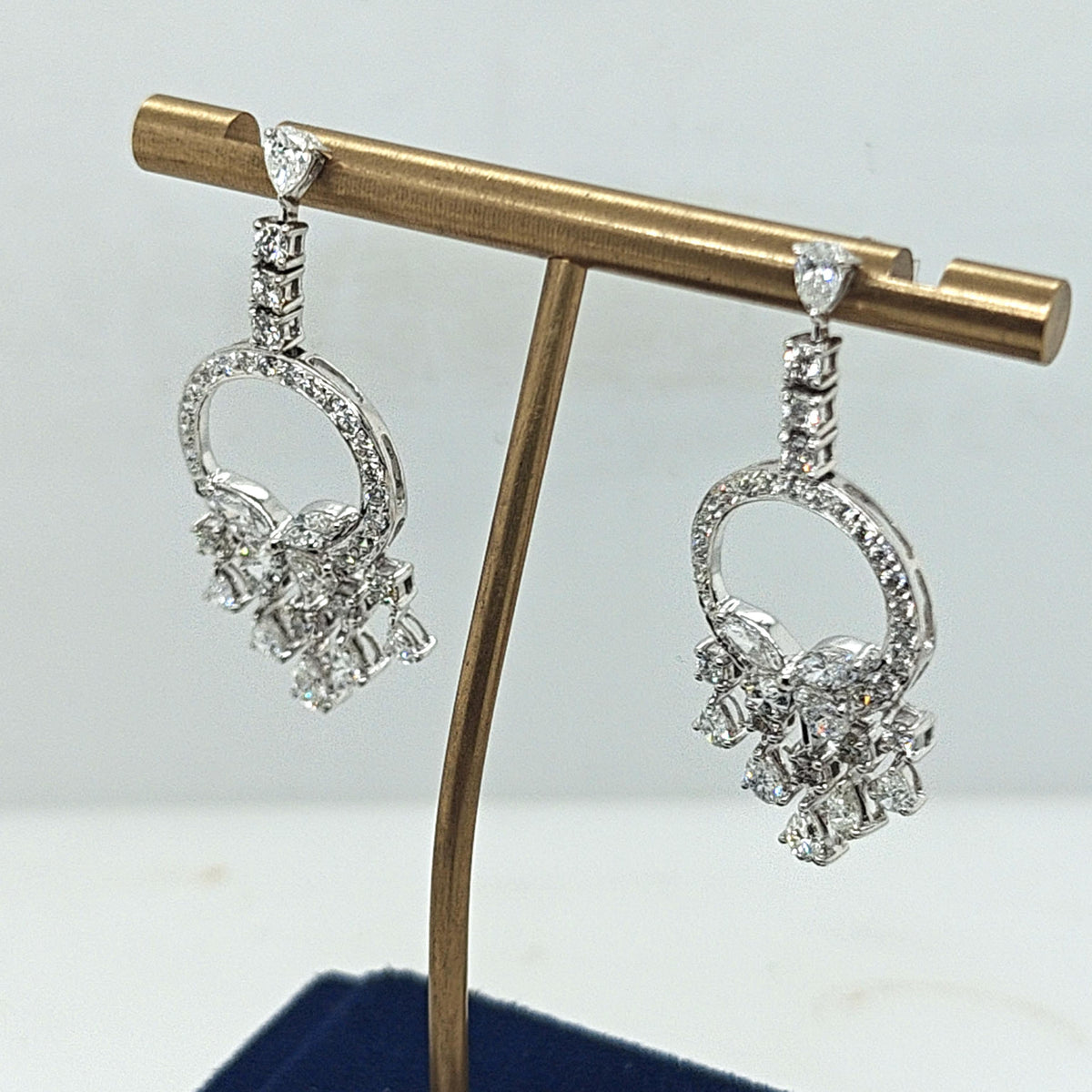 DIAMOND CHANDELIER DROP EARRINGS 4.2CTW WHITE GOLD
