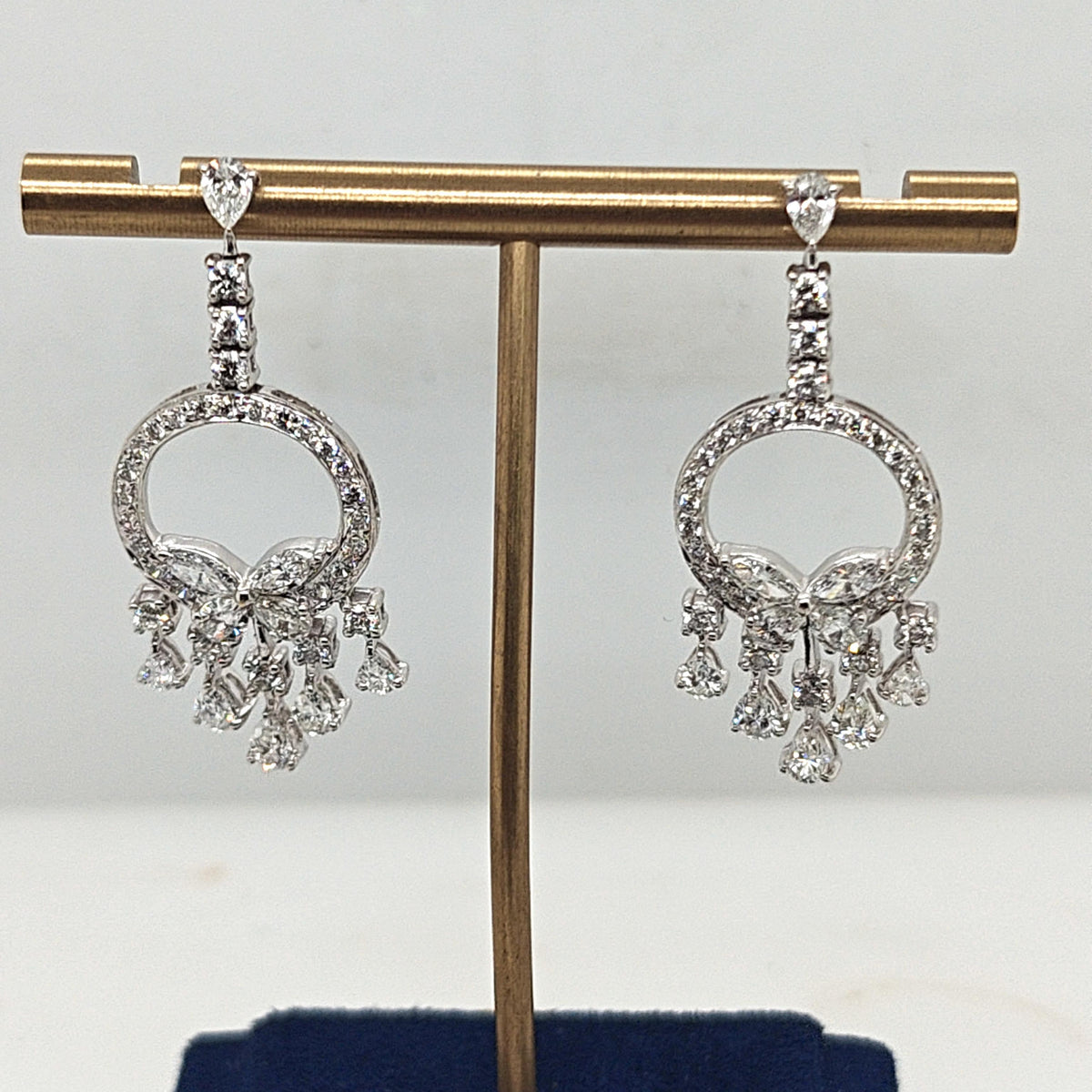 DIAMOND CHANDELIER DROP EARRINGS 4.2CTW WHITE GOLD