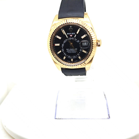 ROLEX SKY-DWELLER YELLOW GOLD BLACK DIAL