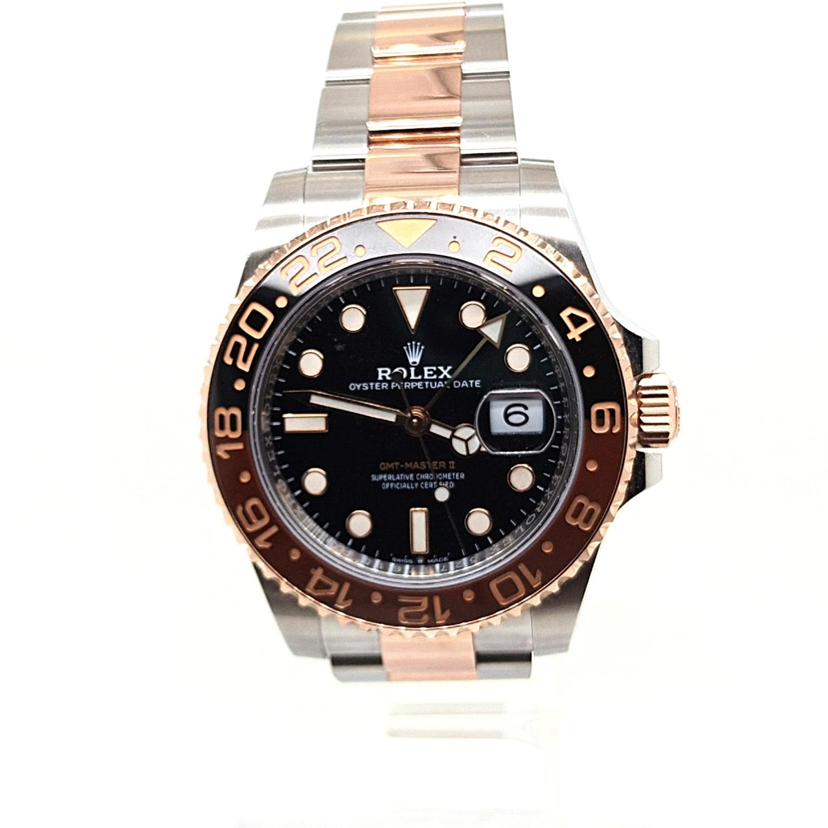 ROLEX GMT-MASTER II ROOT BEER TWO TONE ROSE GOLD WATCH