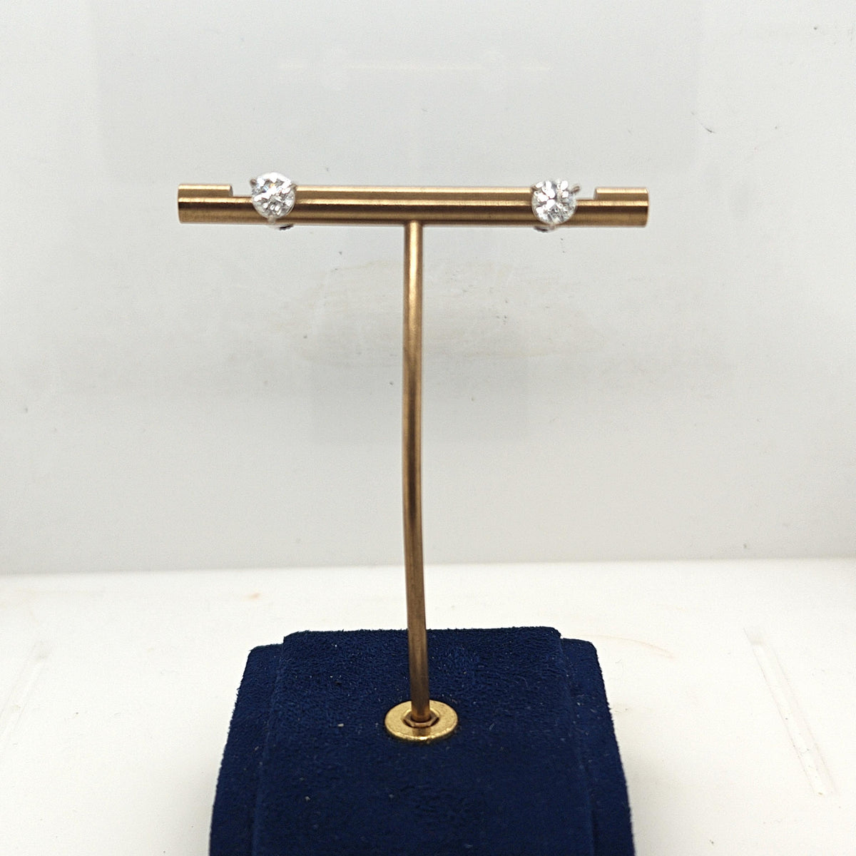 DIAMOND STUD EARRINGS 1.41CTW MARTINI SET WHITE GOLD