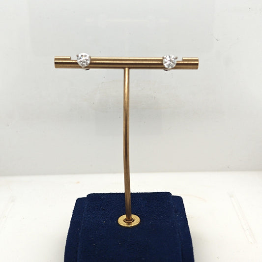 DIAMOND STUD EARRINGS 1.41CTW MARTINI SET WHITE GOLD