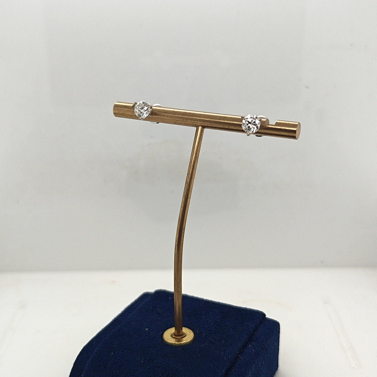 DIAMOND STUD EARRINGS 1.41CTW MARTINI SET WHITE GOLD