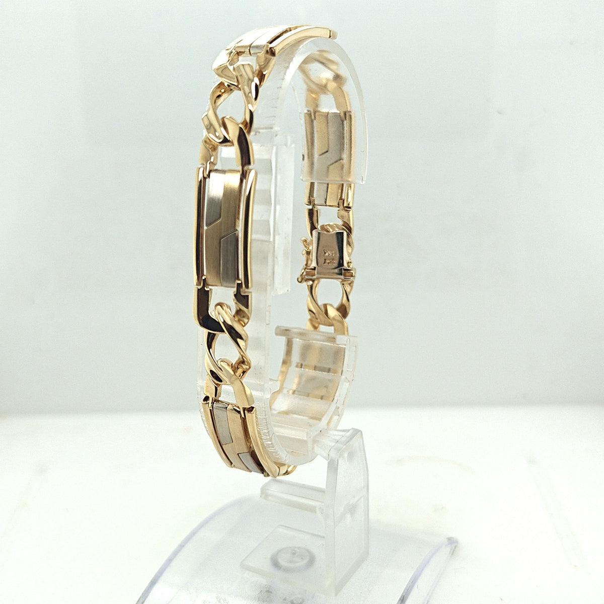 TWO TONE MENS FANCY GOLD BRACELET