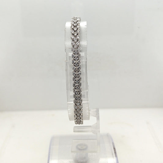 DIAMOND THREE ROW BRACELET 3.98CTW WHITE GOLD