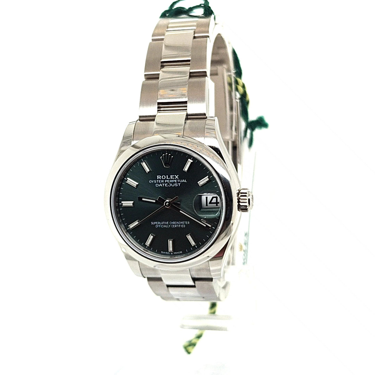 ROLEX MID SIZE OYSTER STEEL GREEN DIAL DATEJUST 31MM