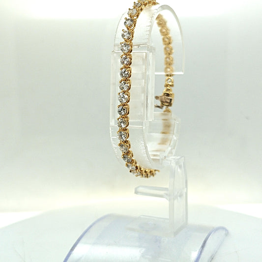 DIAMOND TENNIS BRACELET 6.55CTW YELLOW GOLD