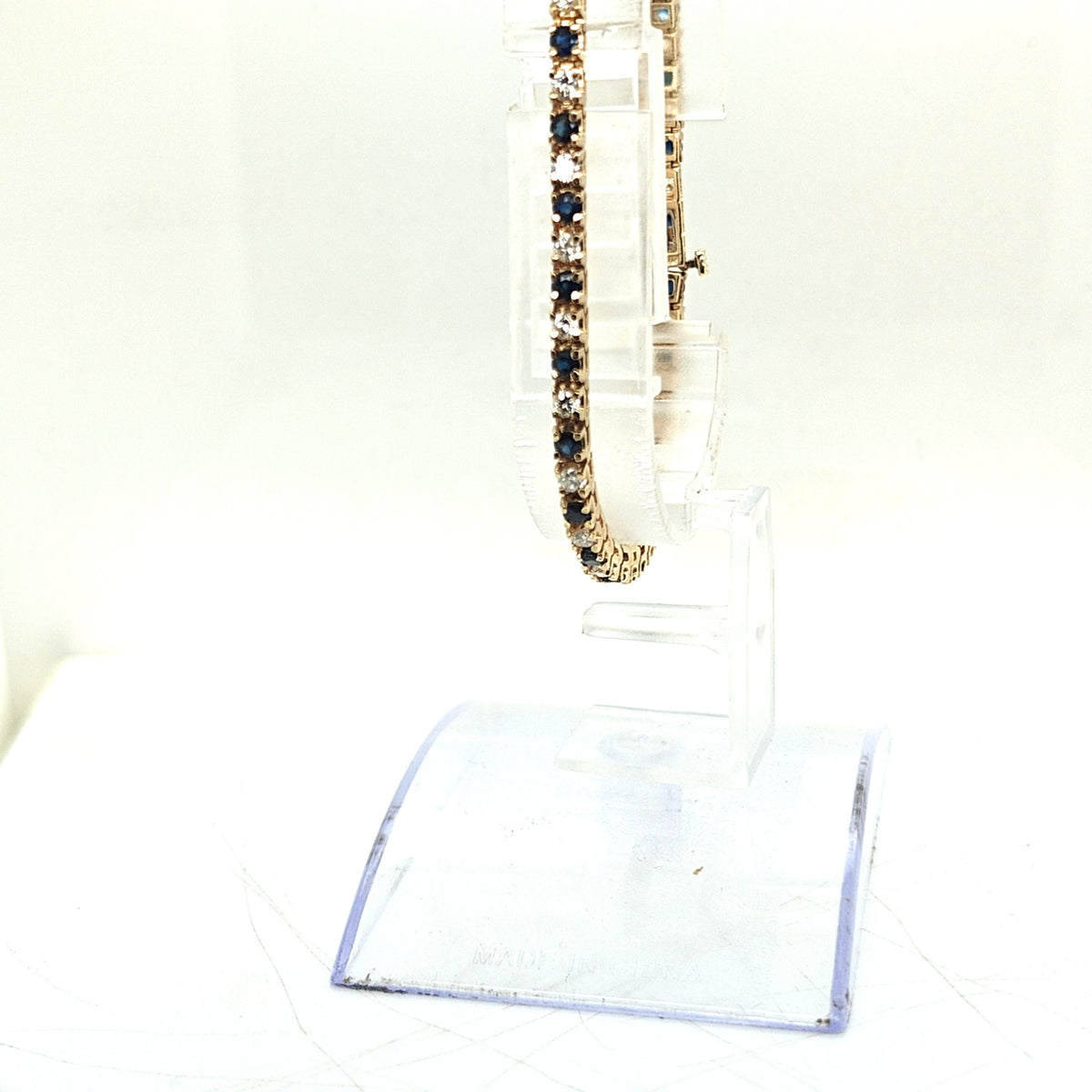DIAMOND AND SAPPHIRE TENNIS BRACELET YELLOW GOLD