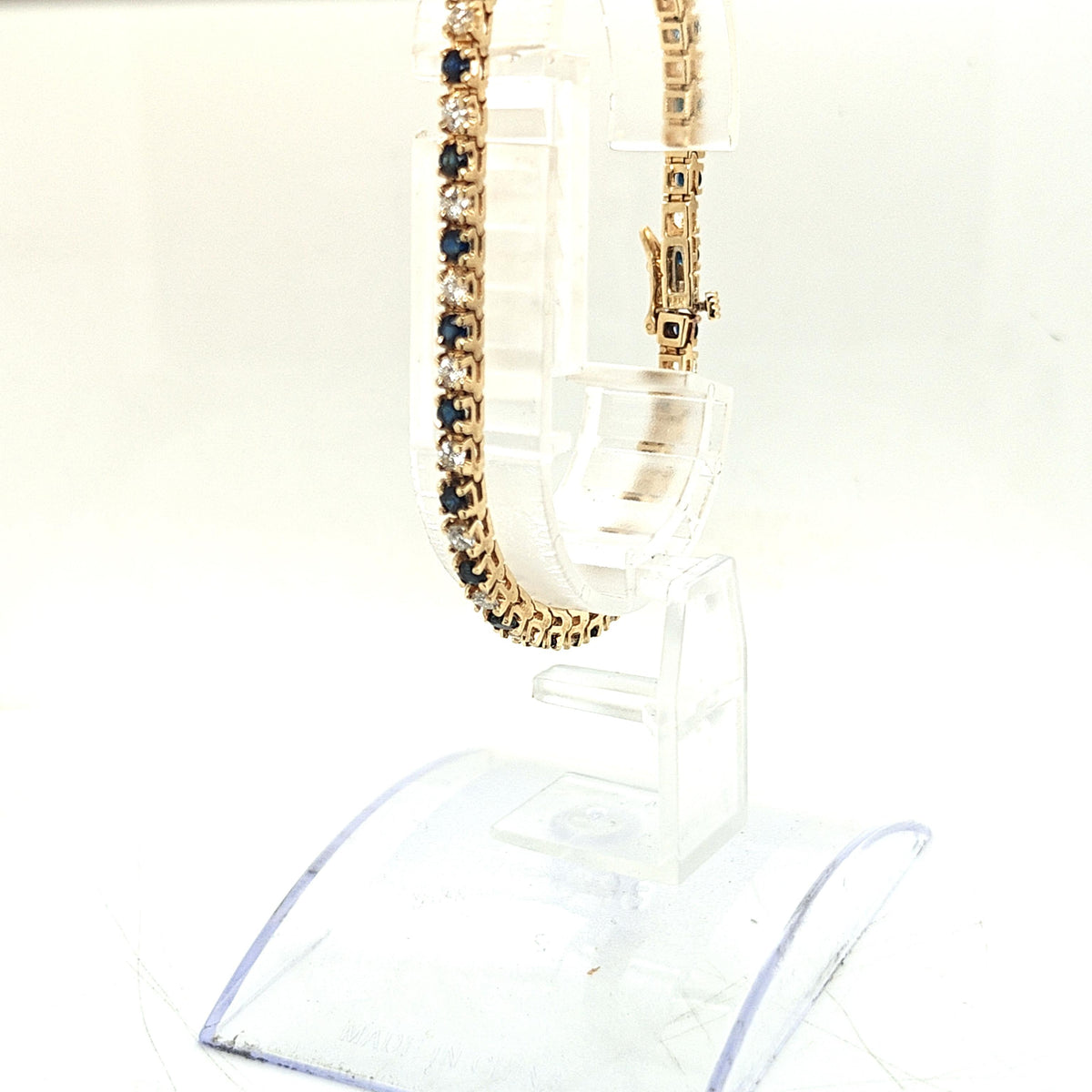 DIAMOND AND SAPPHIRE TENNIS BRACELET YELLOW GOLD