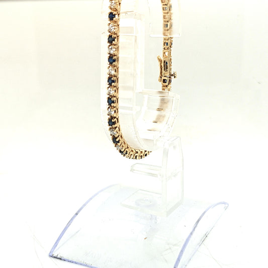 DIAMOND AND SAPPHIRE TENNIS BRACELET YELLOW GOLD