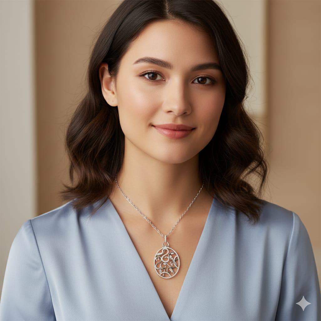 DIAMOND PENDANT NECKLACE 1.02CT WHITE GOLD