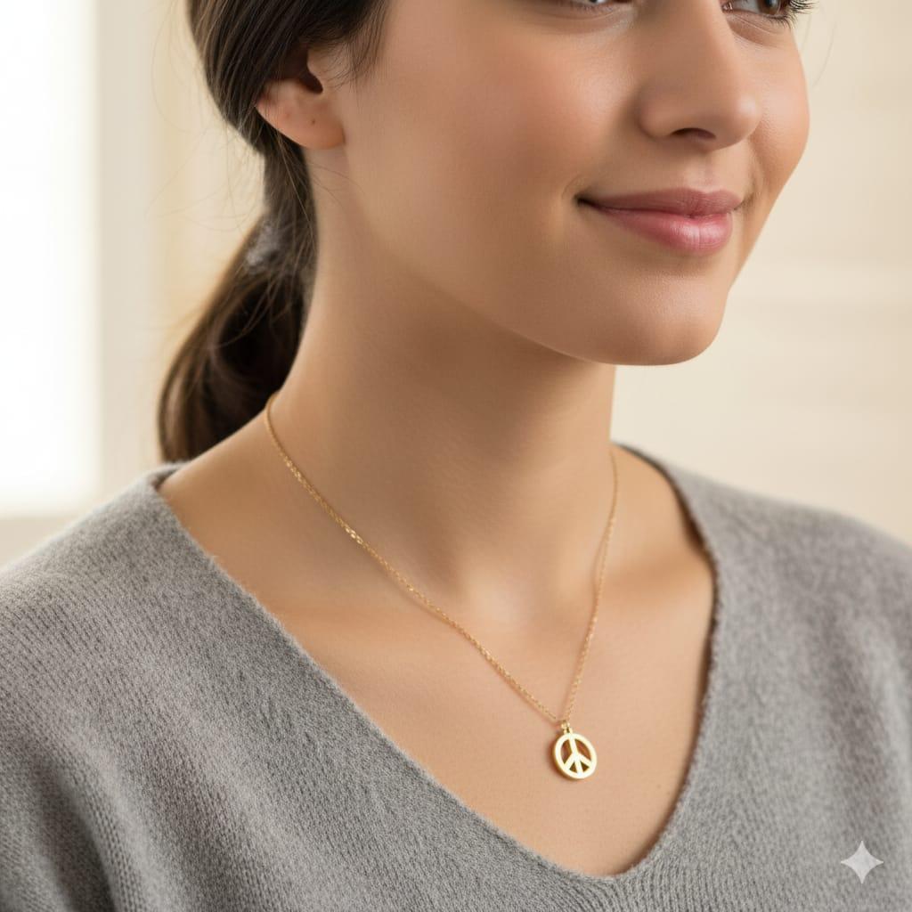 TIFFANY NECKLACE WITH PEACE SIGN YELLOW GOLD