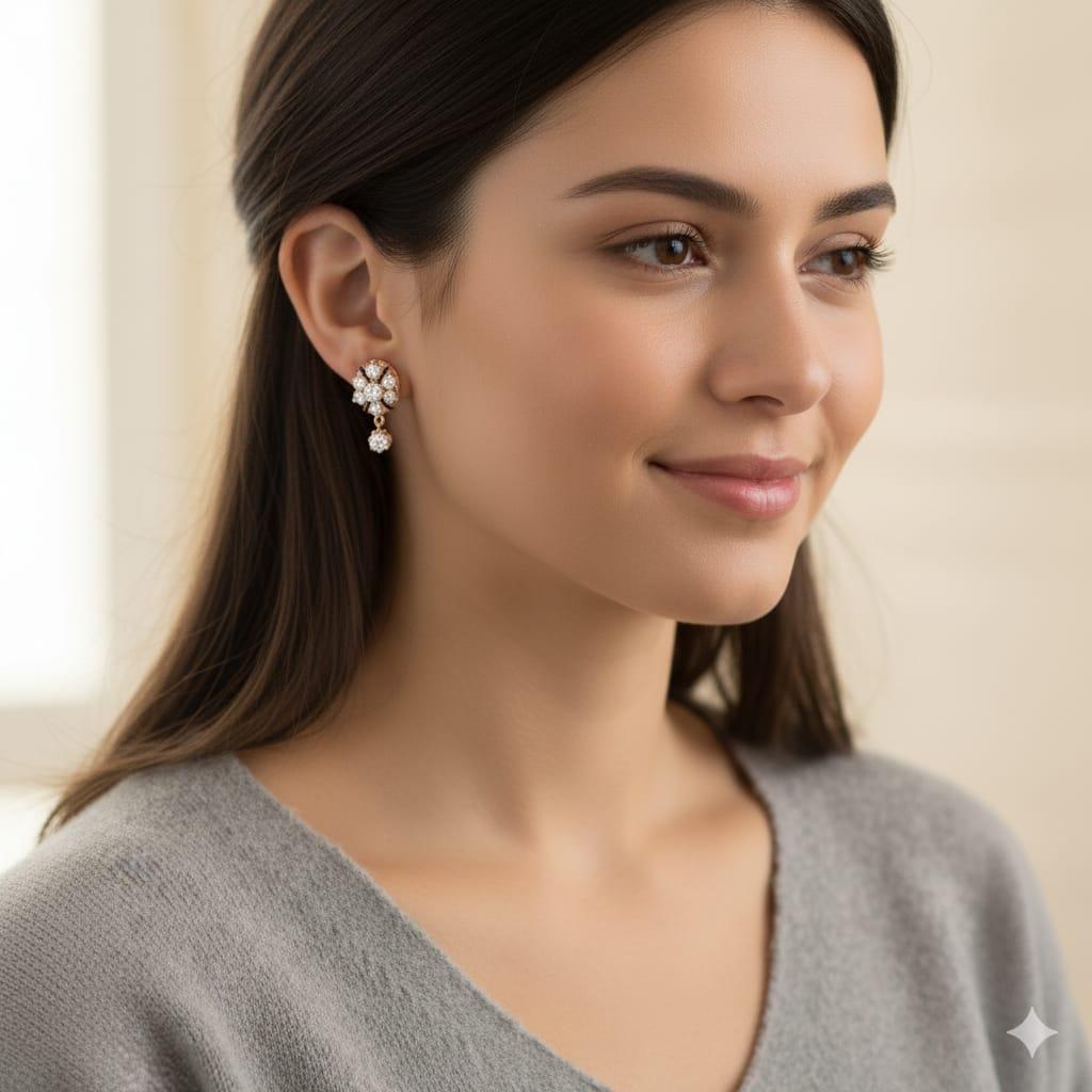 DIAMOND ESTATE DANGLE EARRINGS 1.05CTW ENAMEL YELLOW GOLD