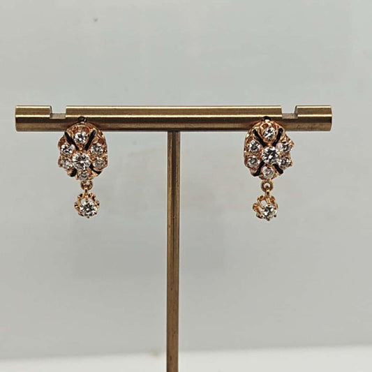 DIAMOND ESTATE DANGLE EARRINGS 1.05CTW ENAMEL YELLOW GOLD