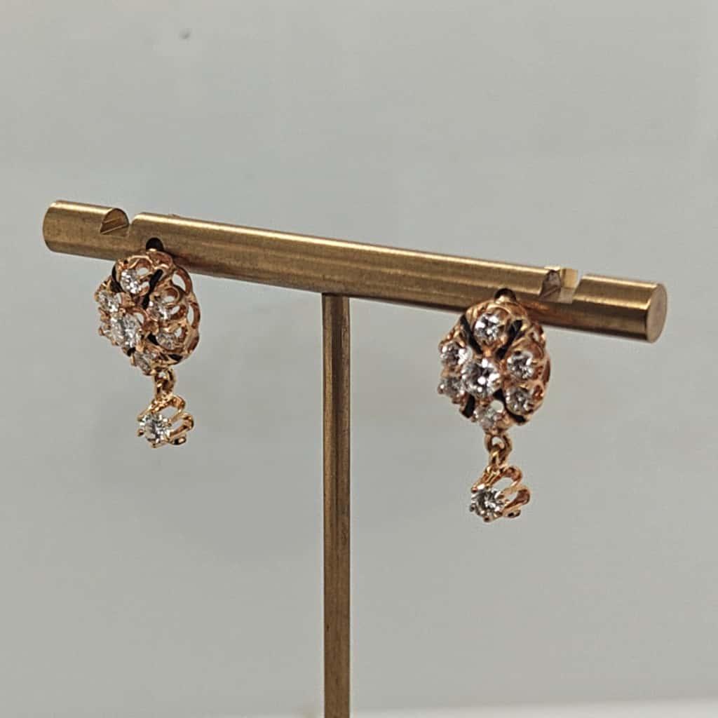DIAMOND ESTATE DANGLE EARRINGS 1.05CTW ENAMEL YELLOW GOLD