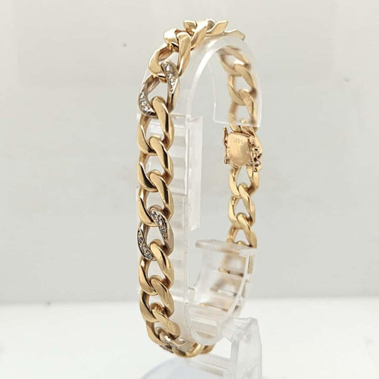 CUBAN LINK BRACELET WITH DIAMONDS YELLOW GOLD
