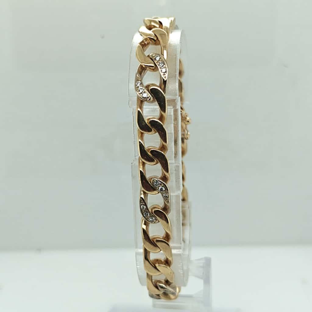 CUBAN LINK BRACELET WITH DIAMONDS YELLOW GOLD