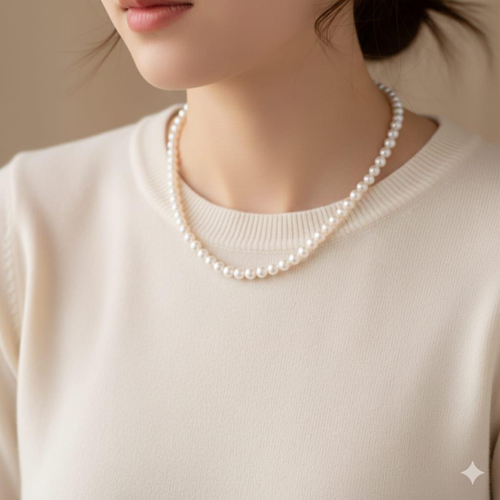 PEARL NECKLACE 6.5MM WITH YELLOW GOLD CLASP