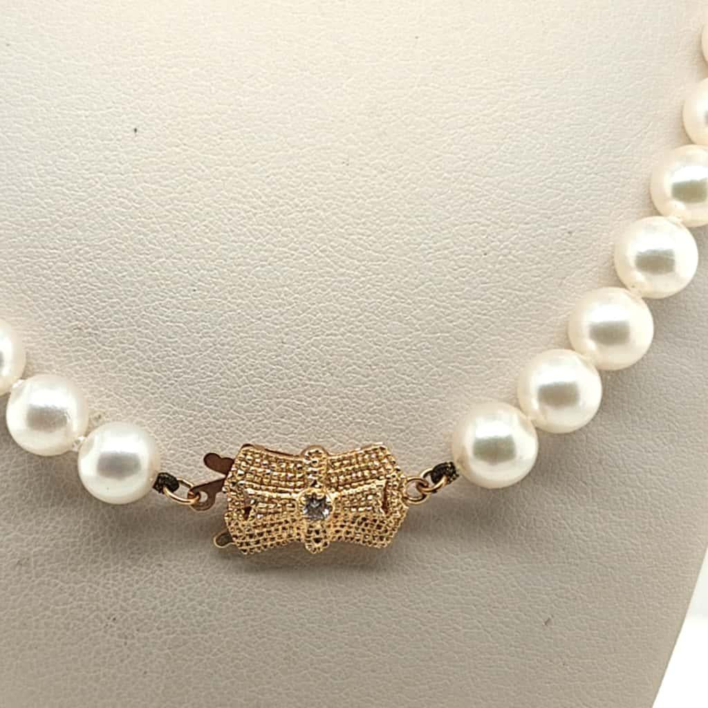 PEARL NECKLACE 6.5MM WITH YELLOW GOLD CLASP