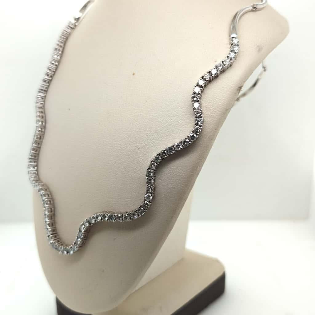 DIAMOND CURVES TENNIS NECKLACE 7.05CTW WHITE GOLD