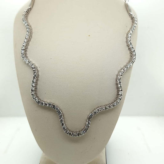 DIAMOND CURVES TENNIS NECKLACE 7.05CTW WHITE GOLD
