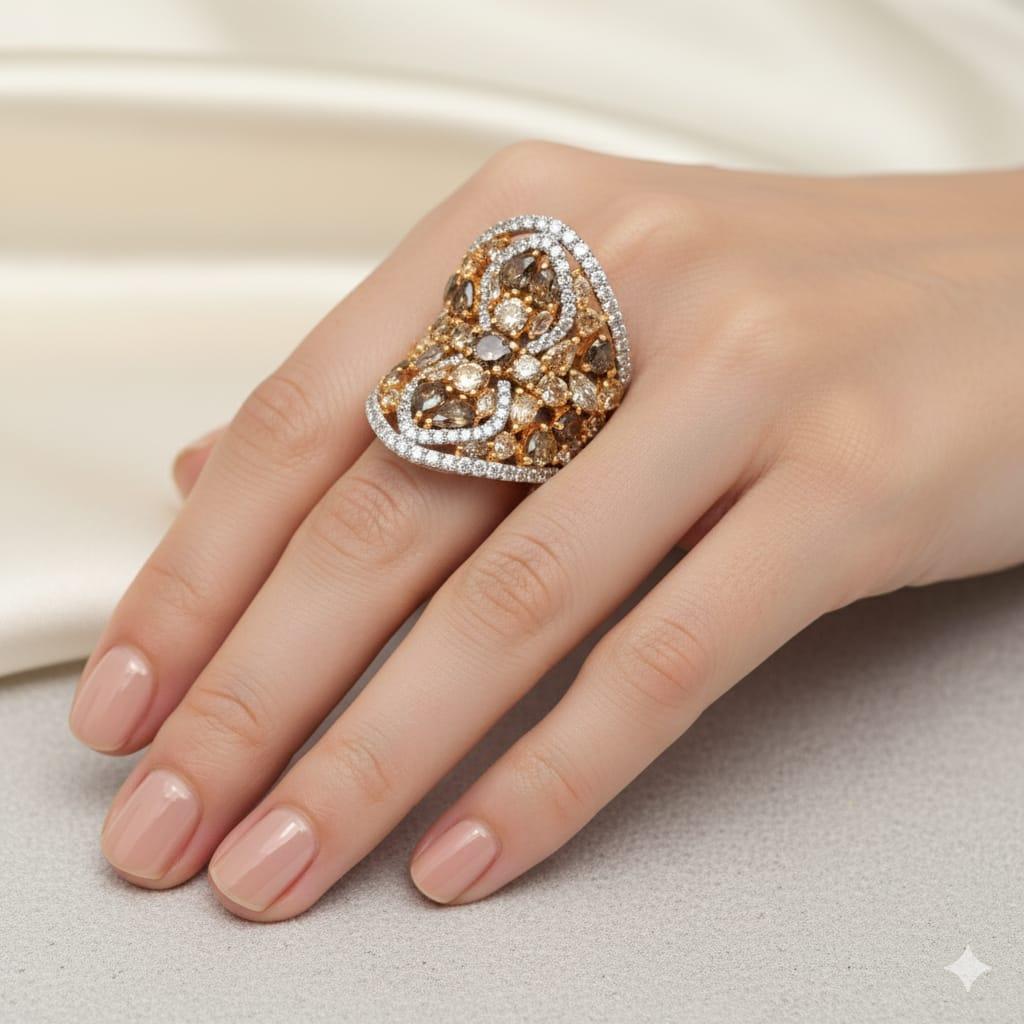 MULTI COLOR NATURAL DIAMOND RING 6.43CTW WHITE GOLD