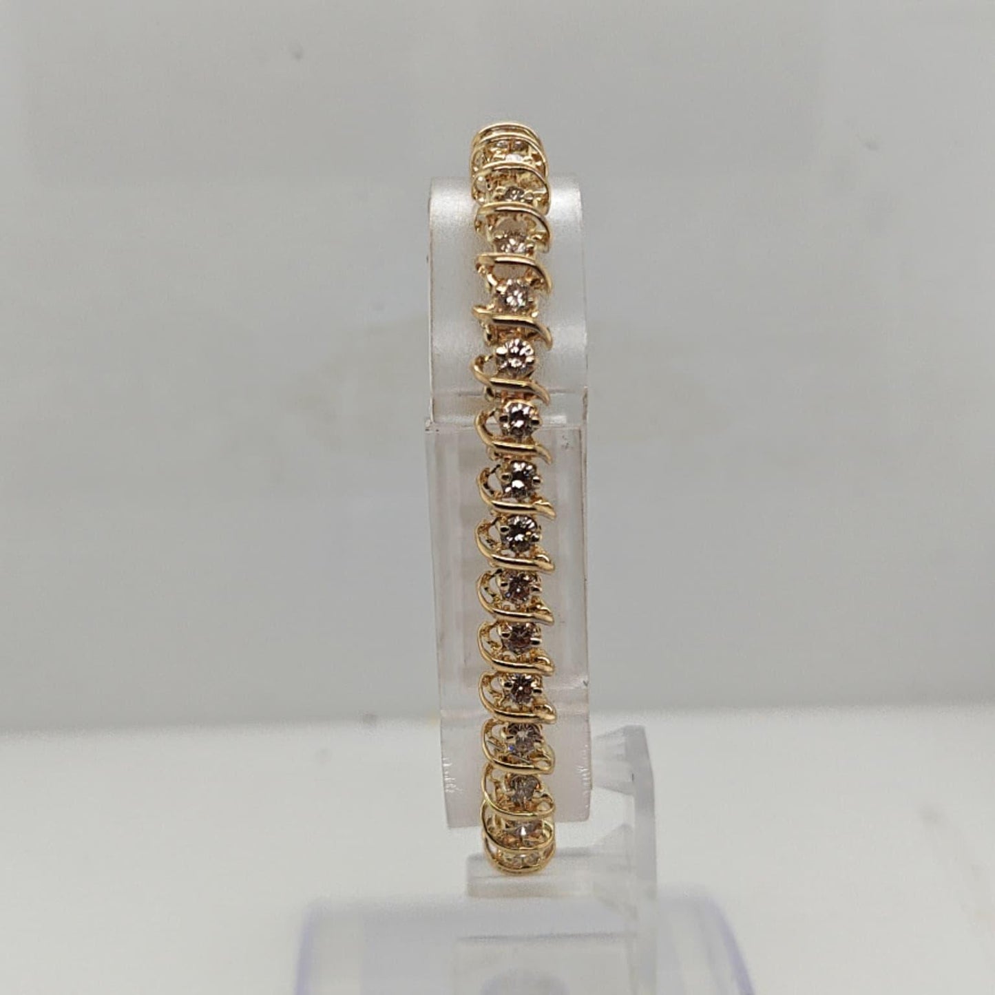 DIAMOND TENNIS BRACELET S LINK 4.05CTW YELLOW GOLD