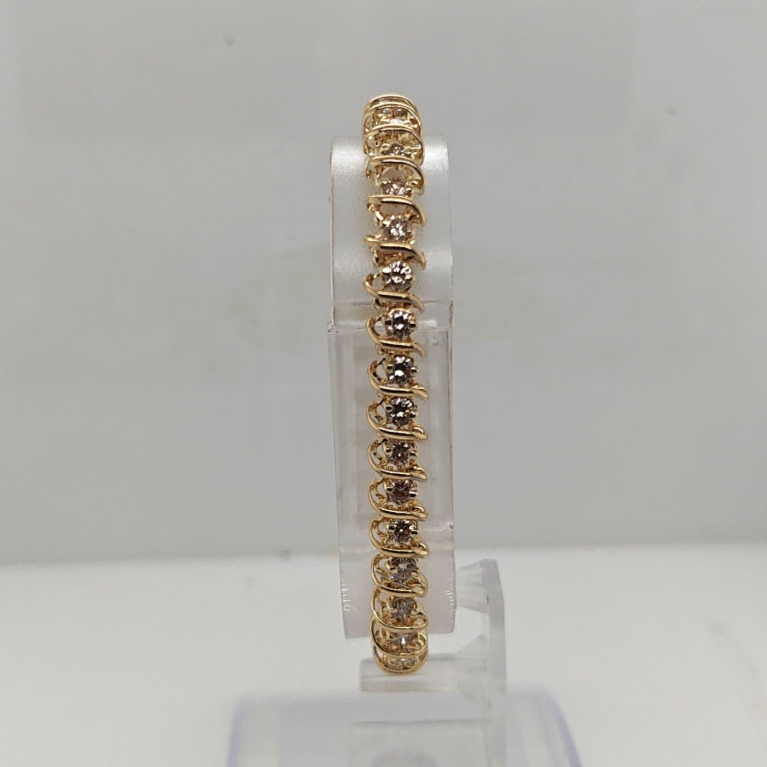 DIAMOND TENNIS BRACELET S LINK 4.05CTW YELLOW GOLD