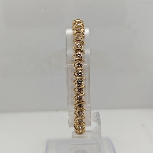 DIAMOND TENNIS BRACELET S LINK 4.05CTW YELLOW GOLD