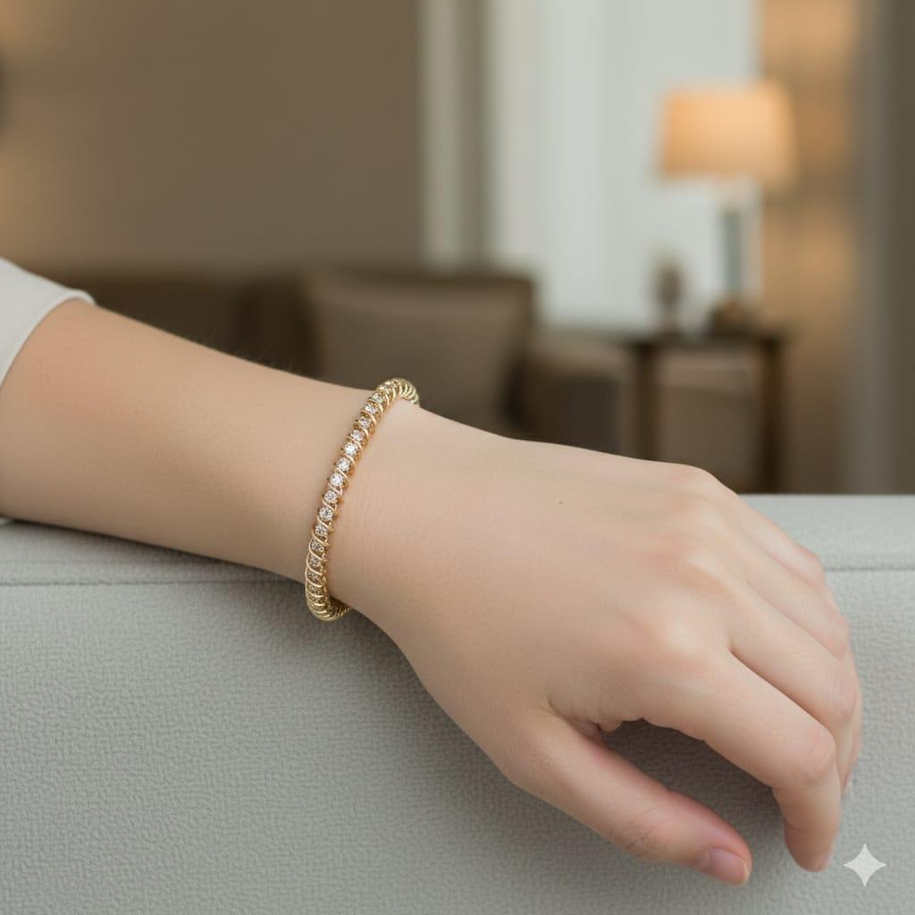 DIAMOND S LINK TENNIS BRACELET 2.05CTW YELLOW GOLD